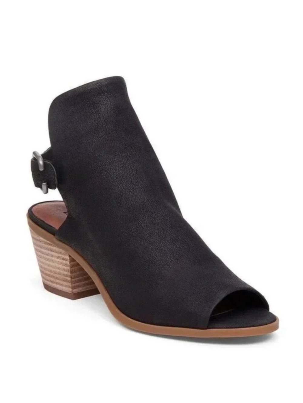 Lucky Brand Women’s Bray black leather slingback heeled bootie Open toe Size 8.5